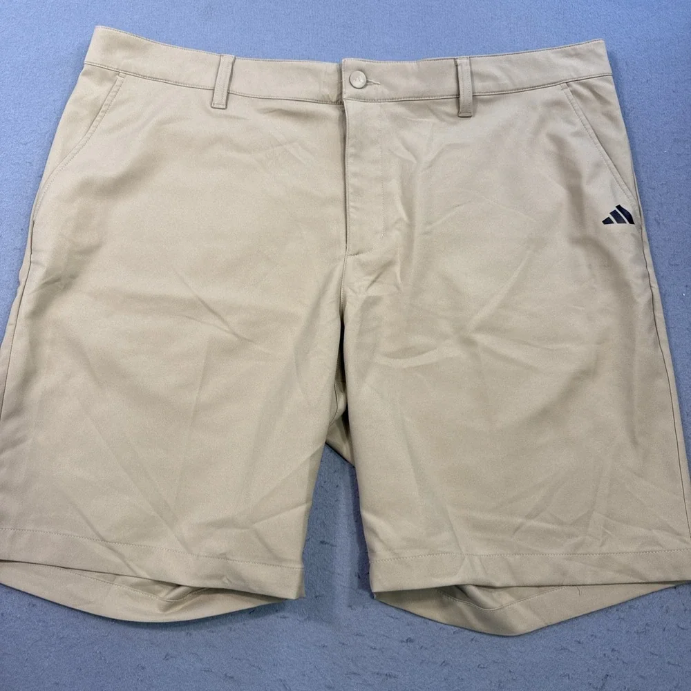 Adidas Golf Shorts Mens 40 TAN 3-Stripe Stretch Performance Ultimate 365
